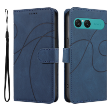A-One Brand - Sony Xperia 10 VII Plånboksfodral Curved Line Läder - Blå