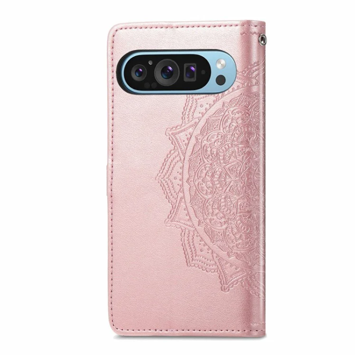 A-One Brand - Google Pixel 10/10 Pro Plånboksfodral Mandala Flower - Rosa Guld