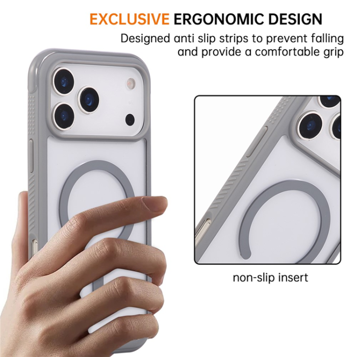 A-One Brand - iPhone 17 Pro Mobilskal MagSafe TPU+PC Transparent - Grå