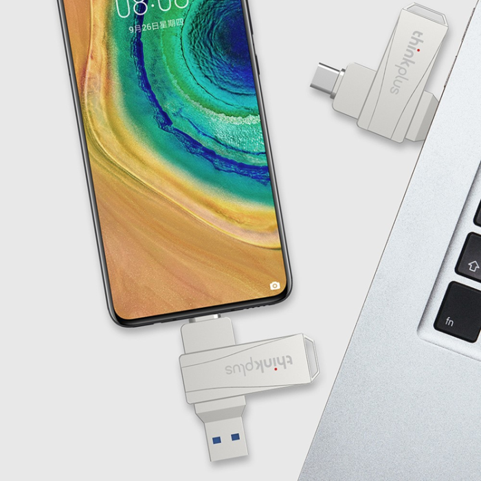 Lenovo - LENOVO Pendrive 64GB USB/USB-C Dual THINKPLUS MU252 - Silver