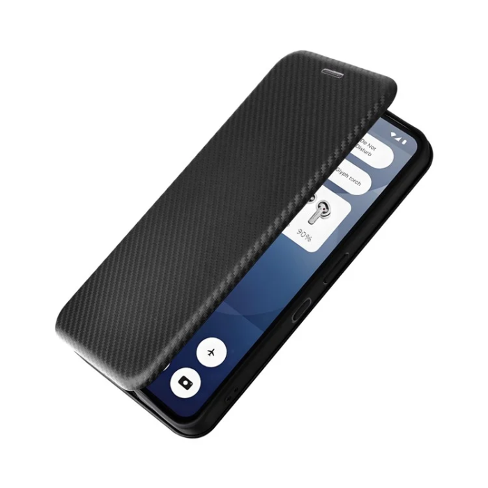 A-One Brand - Nothing Phone (3a) Plånboksfodral Läder Carbon Fiber Texture