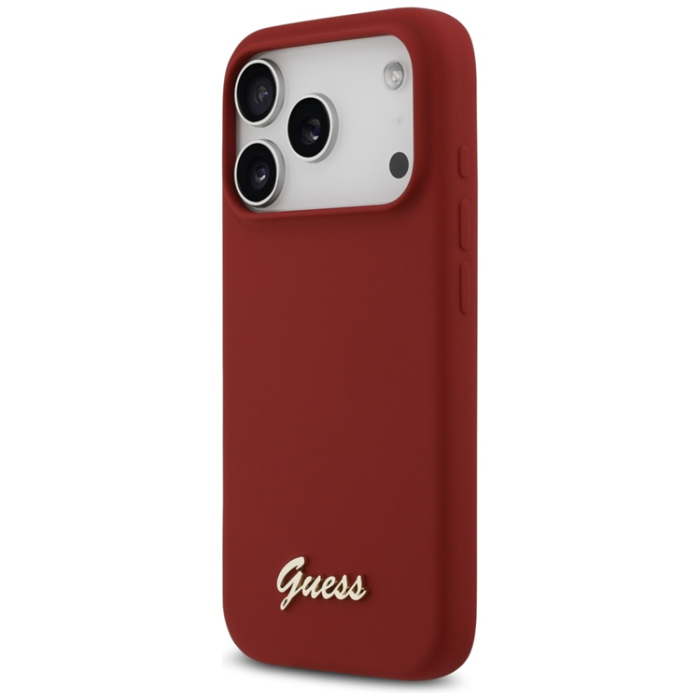Guess - Guess iPhone 17 Pro Mobilskal Magsafe Script Metal Logo - Magenta