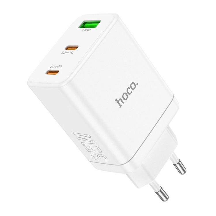 Hoco Väggladdare 35W 2xType C + USB A N33 - Vit | 505295 | AlltMobil