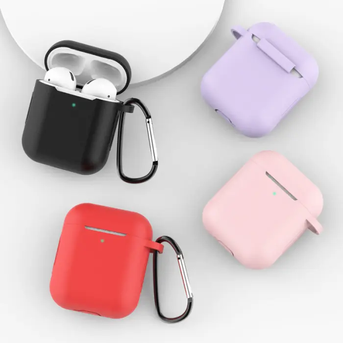 OEM - Silikon Nyckelring Karbinhake Skal AirPods 2/AirPods 1 - Svart