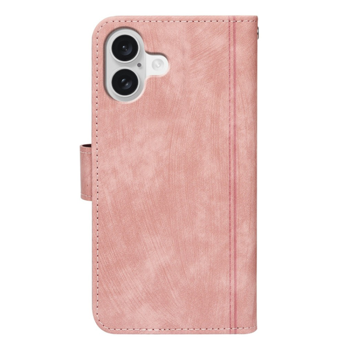 A-One Brand - iPhone 17 Plånboksfodral Line Pattern Läder - Roséguld