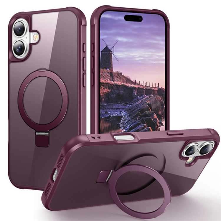 iPhone 17 Mobilskal MagSafe TPU+PC Kickstand - Vinröd | 2353 | AlltMobil