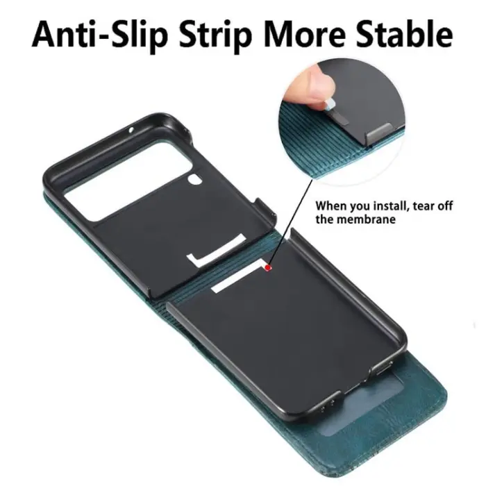 OEM - Galaxy Z Flip 4 Plånboksfodral Portable Folding - Grön