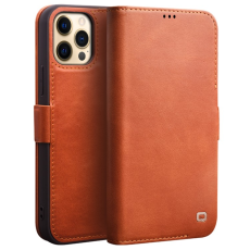QIALINO - QIALINO iPhone 12 Pro Plånboksfodral Äkta Läder Magnetlås