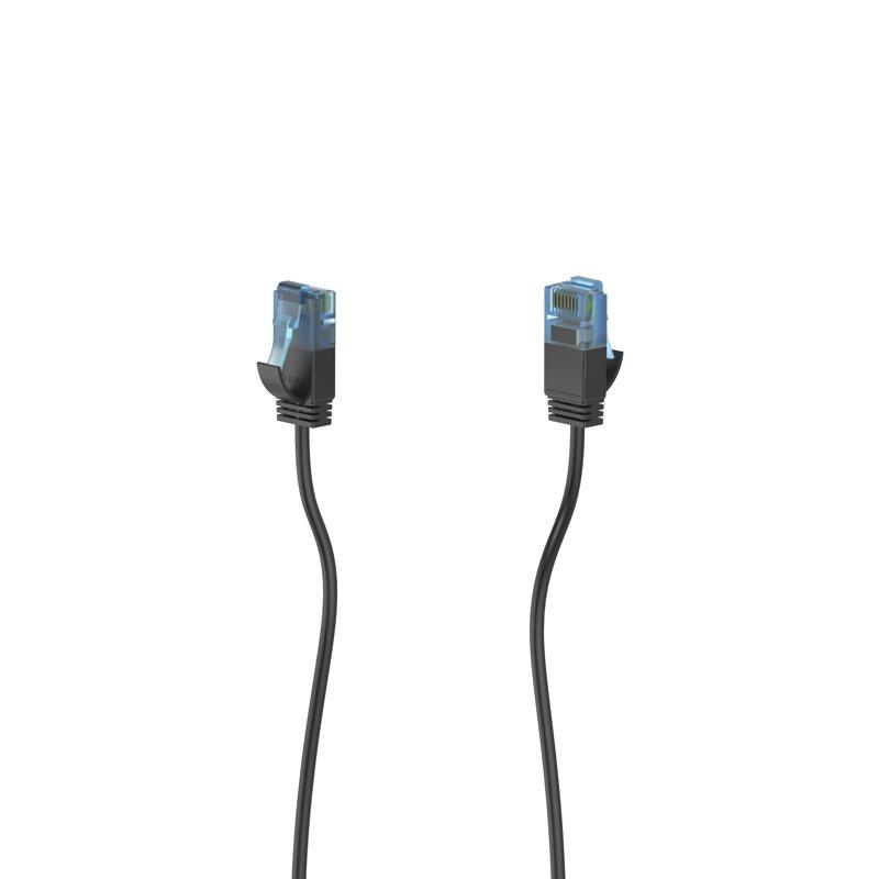 HAMA Nätverkskabel CAT6a Slim U/UTP 0,50m Svart