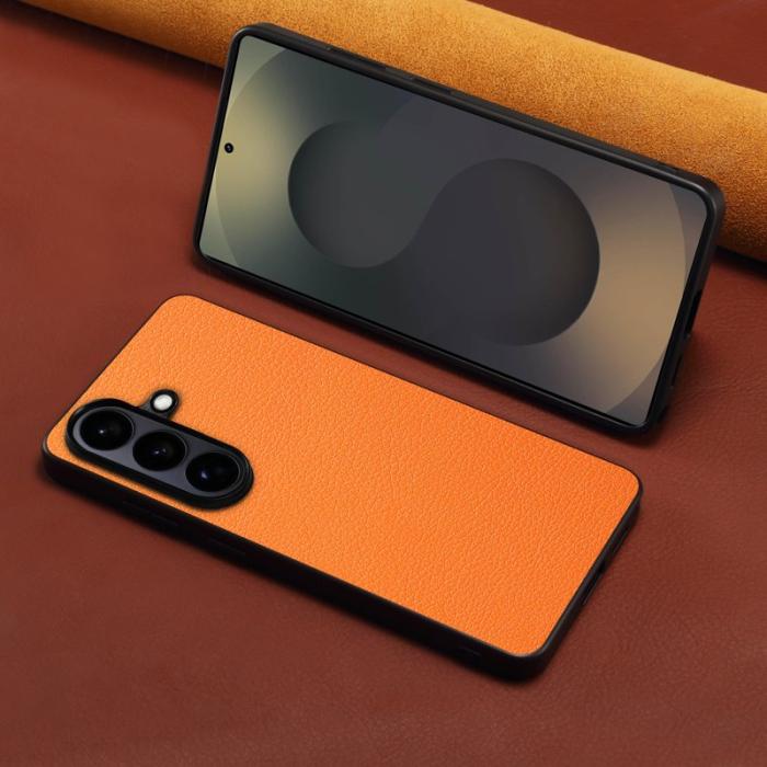 OEM - Mobilskal för Samsung Galaxy S26 Konstläder + PC + TPU - Orange
