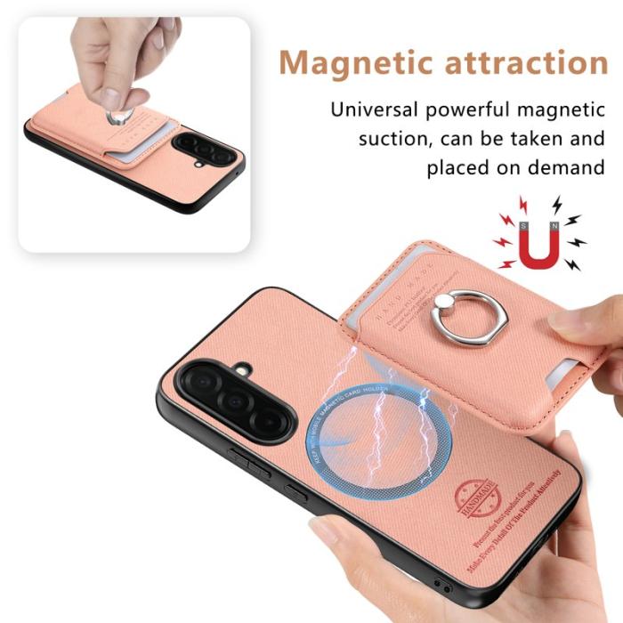 OEM - Mobilskal för Samsung Galaxy S26 Konstläder + PC + TPU - Rosa