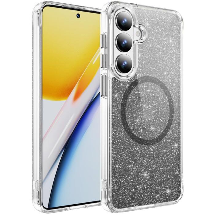 OEM - Mobilskal för Samsung Galaxy S26 Plus Glitter Magnetiskt PC + TPU - Svart
