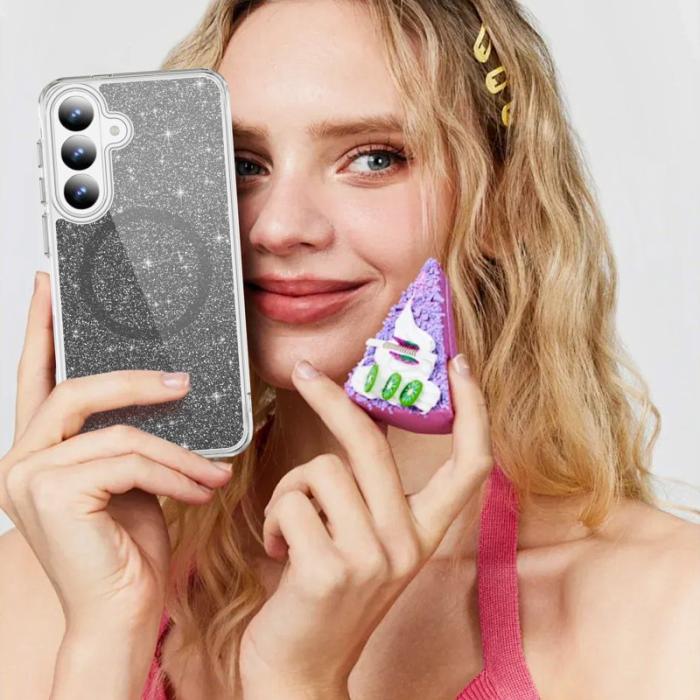 OEM - Mobilskal för Samsung Galaxy S26 Plus Glitter Magnetiskt PC + TPU - Svart