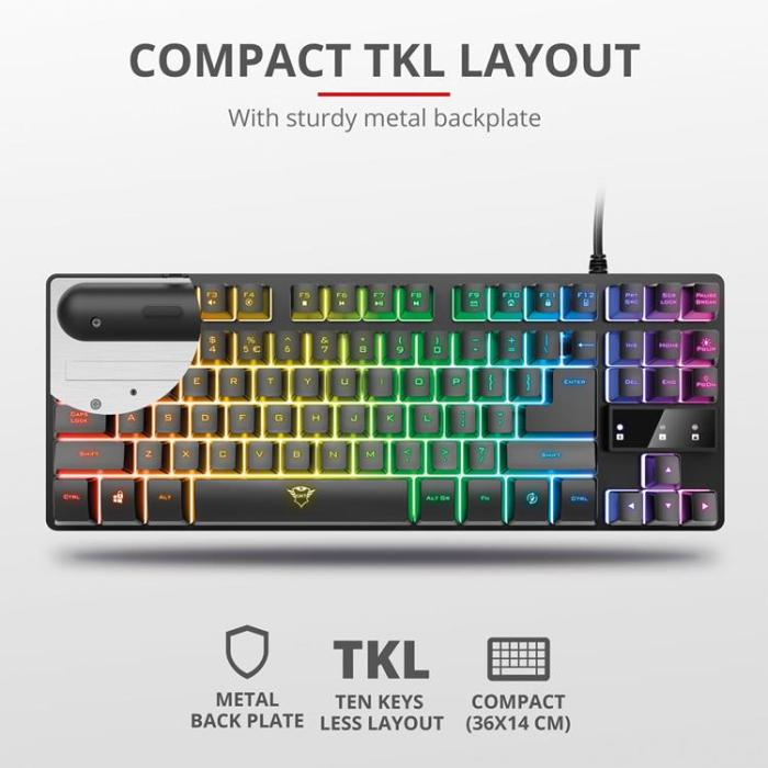 Trust - TRUST GXT 833 Thado TKL RGB Gaming Keyboard Nordisk