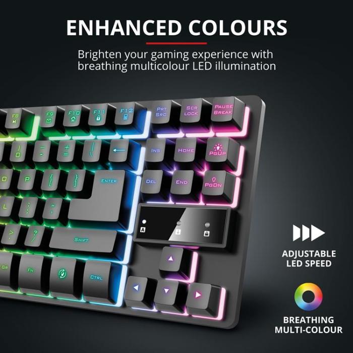 Trust - TRUST GXT 833 Thado TKL RGB Gaming Keyboard Nordisk