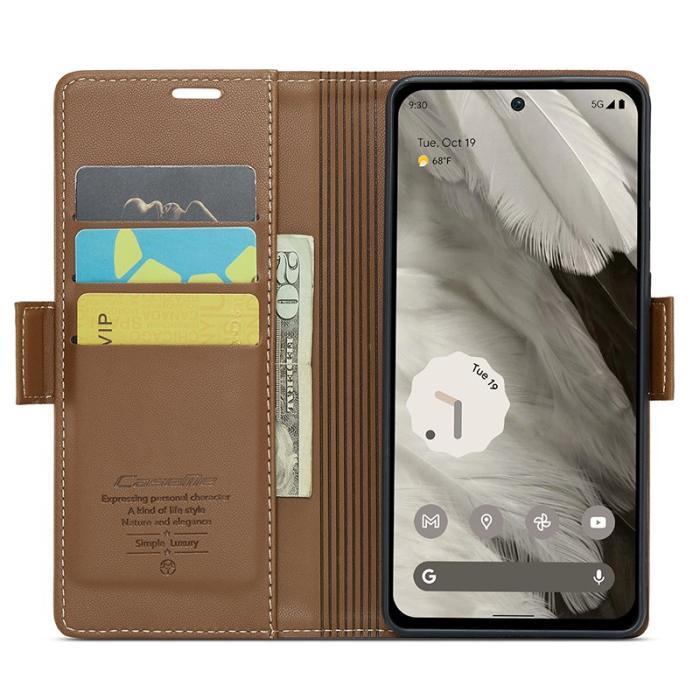 Caseme - CASEME Plånboksfodral Konstläder till Google Pixel 8 - Brun