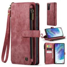 Caseme - CASEME Konstl&auml;der Pl&aring;nboksfodral f&ouml;r Samsung Galaxy S21 FE 5G R&ouml;d
