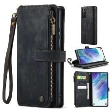 Caseme - CASEME Konstl&auml;der Pl&aring;nboksfodral f&ouml;r Samsung Galaxy S21 FE 5G - Svart
