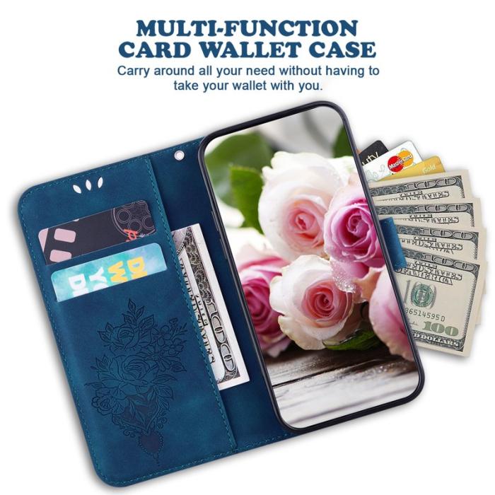 OEM - Samsung Galaxy S26 / S26 Pro Plånboksfodral Konstläder Butterfly Blomma - Blå