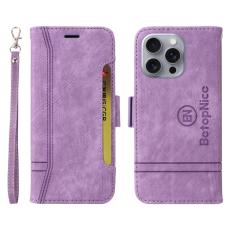 BETOPNICE - BETOPNICE 001 iPhone 16 Pro Max Pl&aring;nboksfodral Konstl&auml;der - Lila