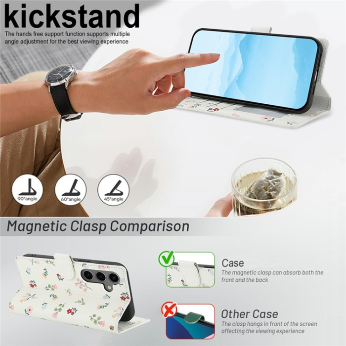 A-One Brand - Galaxy S25 - S24 Plånboksfodral Rhombic Floral A1