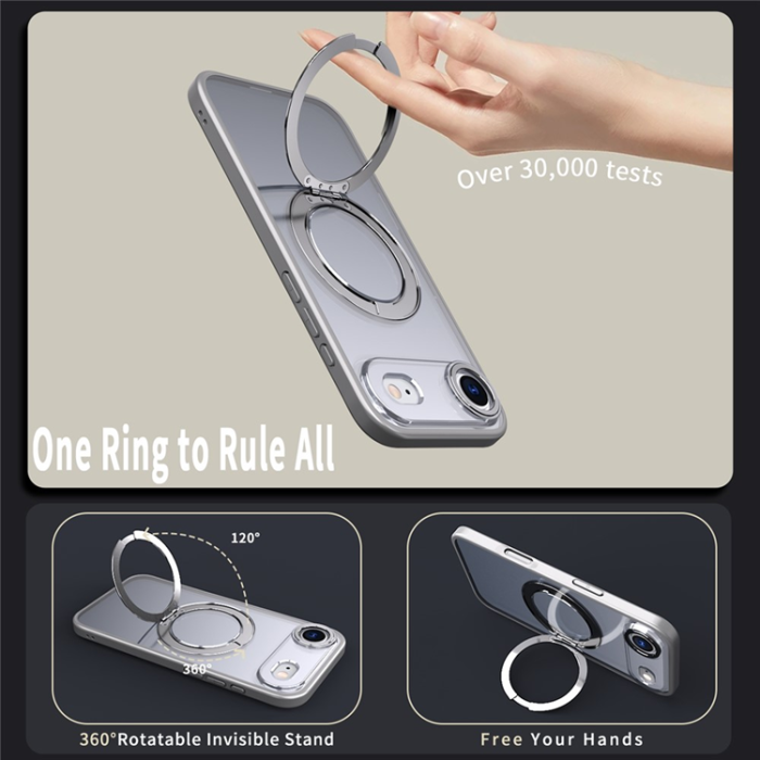 A-One Brand - iPhone Air Mobilskal Ring Kickstand TPU PC Clear - Titangrå