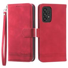 DIERFENG - DIERFENG DF-03 Pl&aring;nboksfodral f&ouml;r Samsung Galaxy A53 5G - Konstl&auml;der - R&ouml;d