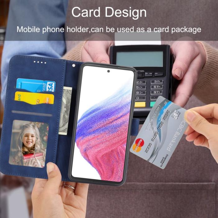 DIERFENG - DIERFENG DF-03 Plånboksfodral för Samsung Galaxy A53 5G - Konstläder - Blå