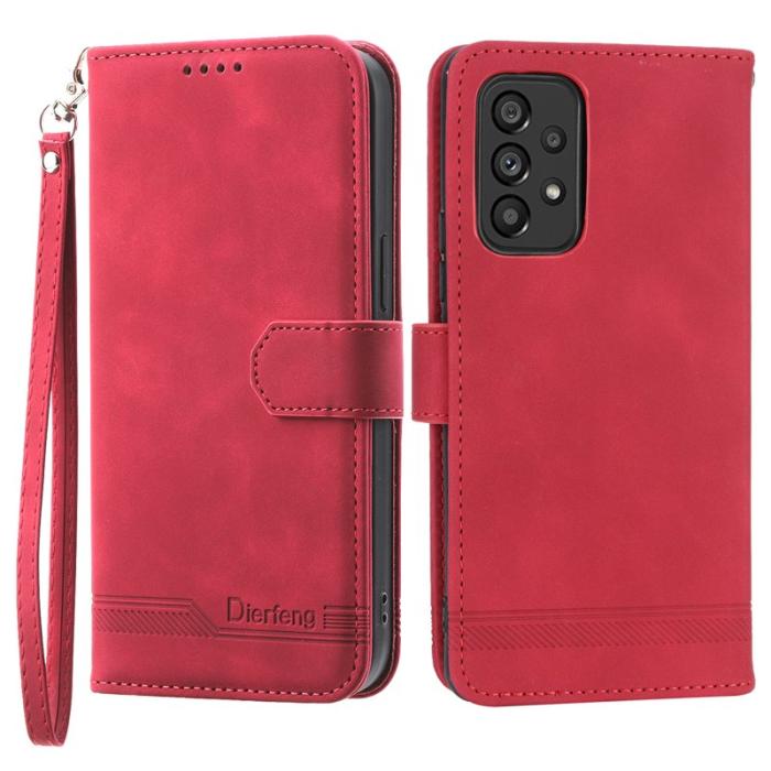 DIERFENG - DIERFENG DF-03 Plånboksfodral för Samsung Galaxy A53 5G - Konstläder - Röd