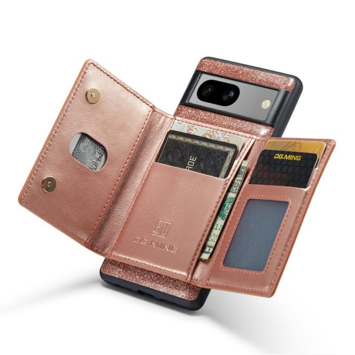 DG.MING - DG.MING M3 Series Konstläder Plånboksfodral för Google Pixel 7a - Roséguld