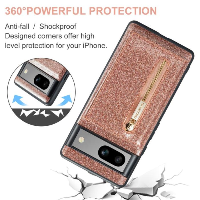 DG.MING - DG.MING M3 Series Konstläder Plånboksfodral för Google Pixel 7a - Roséguld