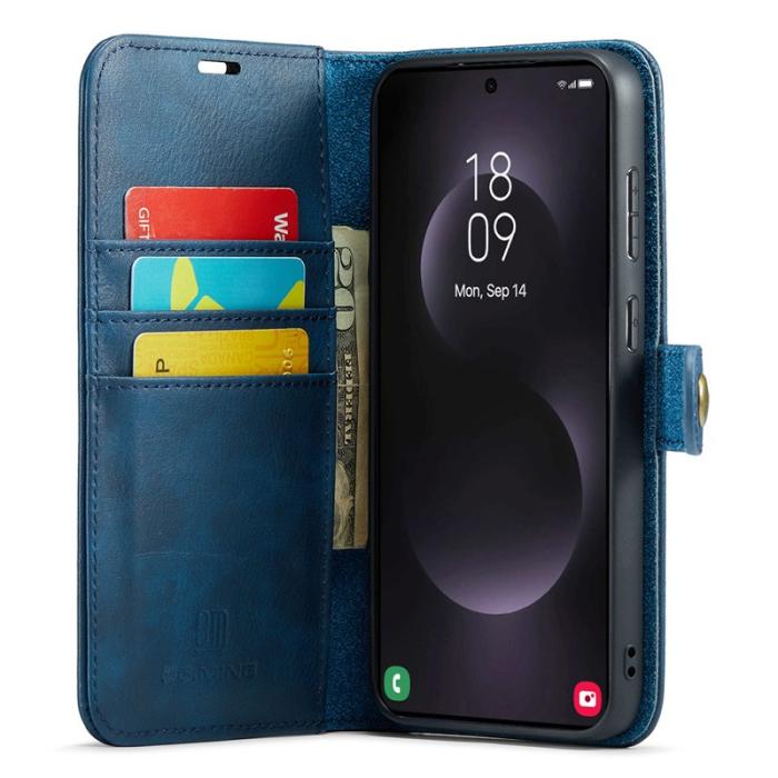 DG.MING - DG.MING Samsung Galaxy S25 Edge Plånboksfodral Äkta läder - Blå