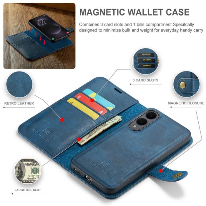 DG.MING - DG.MING Samsung Galaxy S25 Edge Plånboksfodral Äkta läder - Blå