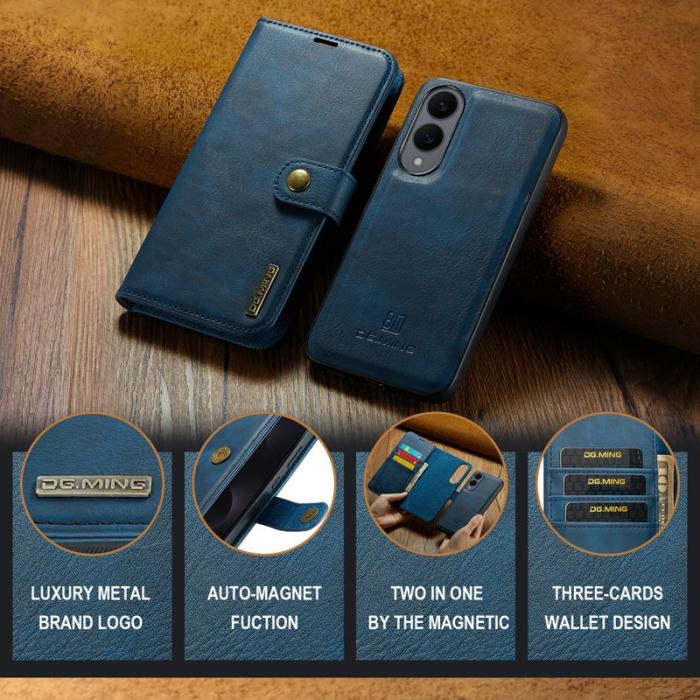 DG.MING - DG.MING Samsung Galaxy S25 Edge Plånboksfodral Äkta läder - Blå