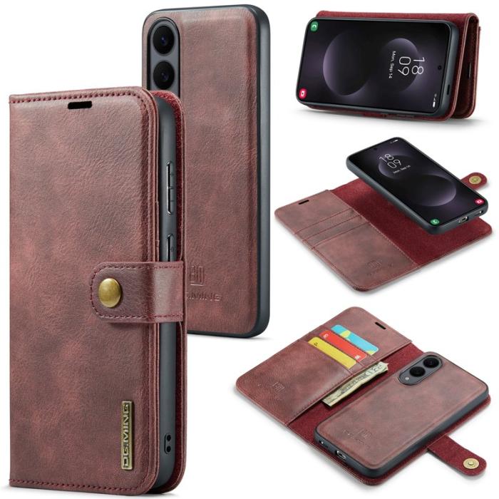 DG.MING - DG.MING Samsung Galaxy S25 Edge Plånboksfodral Äkta läder Röd