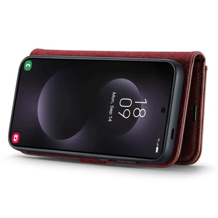 DG.MING - DG.MING Samsung Galaxy S25 Edge Plånboksfodral Äkta läder Röd