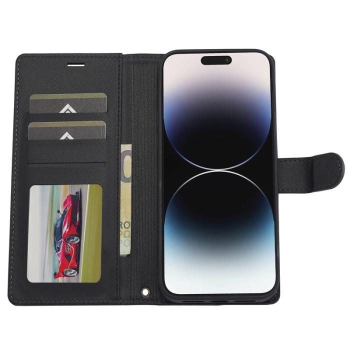 LC.imeeke - LC.IMEEKE L2 Series iPhone 14 Pro Max Plånboksfodral Konstläder - Svart