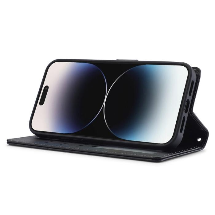 LC.imeeke - LC.IMEEKE L2 Series iPhone 14 Pro Max Plånboksfodral Konstläder - Svart