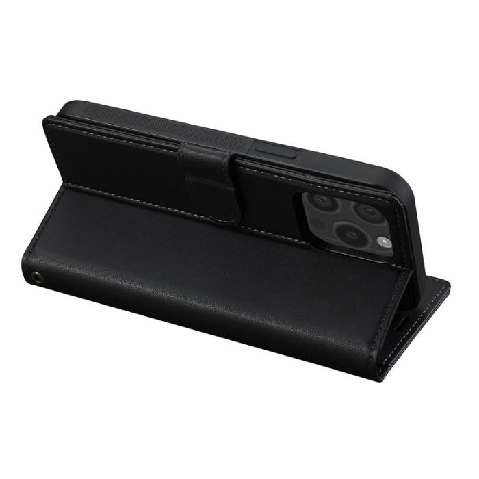 LC.imeeke - LC.IMEEKE L2 Series iPhone 14 Pro Max Plånboksfodral Konstläder - Svart