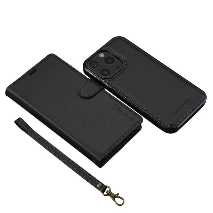 LC.imeeke - LC.IMEEKE L2 Series iPhone 14 Pro Max Plånboksfodral Konstläder - Svart