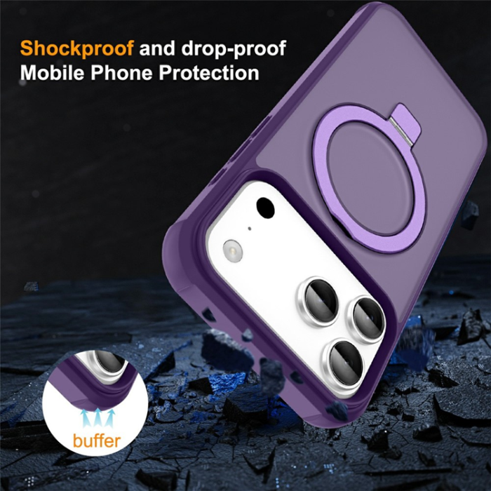 A-One Brand - iPhone 17 Pro Mobilskal MagSafe TPU+PC Kickstand - Lila