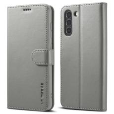 LC.imeeke - LC.IMEEKE Design Pl&aring;nboksfodral i Konstl&auml;der - Gr&aring; f&ouml;r Samsung Galaxy S21 FE