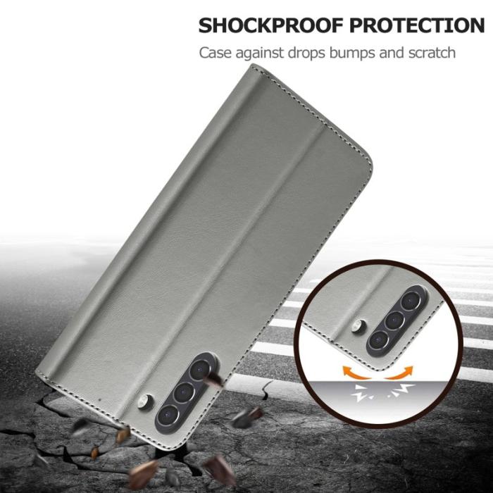 LC.imeeke - LC.IMEEKE Design Plånboksfodral i Konstläder - Grå för Samsung Galaxy S21 FE