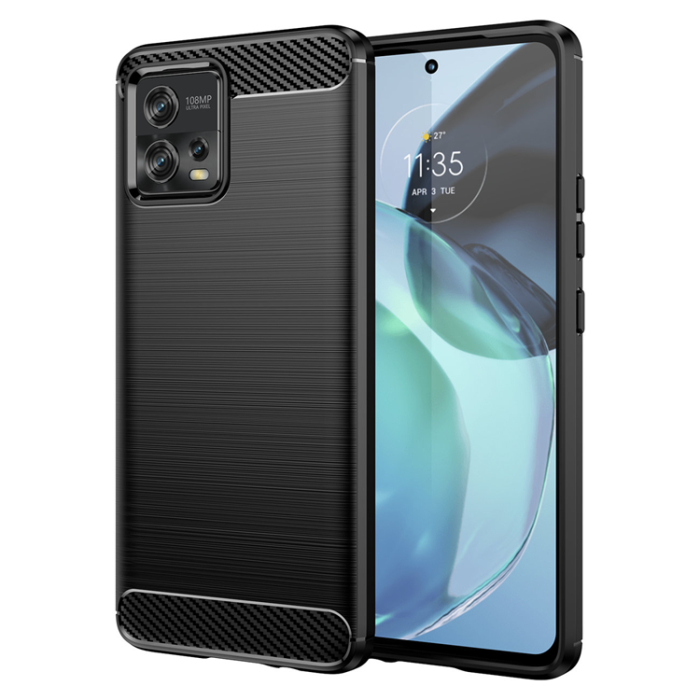 UTGATT5 - Motorola Moto G72 Skal Carbon Silicone Flexible - Svart