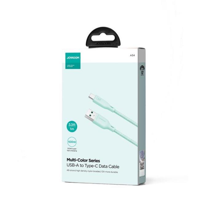 Joyroom - Joyroom USB-C till USB-A kabel 100W 1m Multi-Color - Grön