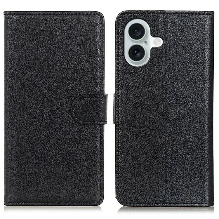 iPhone 17 Plånboksfodral Litchi Texture - Svart | 2353 | AlltMobil