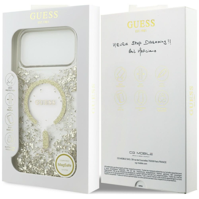 Guess - Guess Mobilskal För iPhone 18 Pro Max/17 Pro Max Magsafe Resin Bottom Glitter