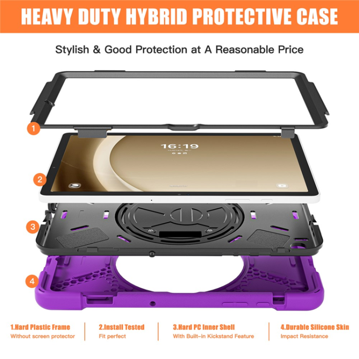 A-One Brand - Galaxy Tab A9 Plus Mobilskal Silikon Rotary Kickstand