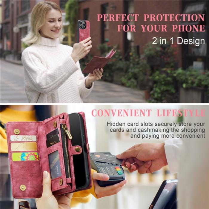 Caseme - CASEME iPhone 15 Pro Plånboksfodral 008 Detachable - Röd