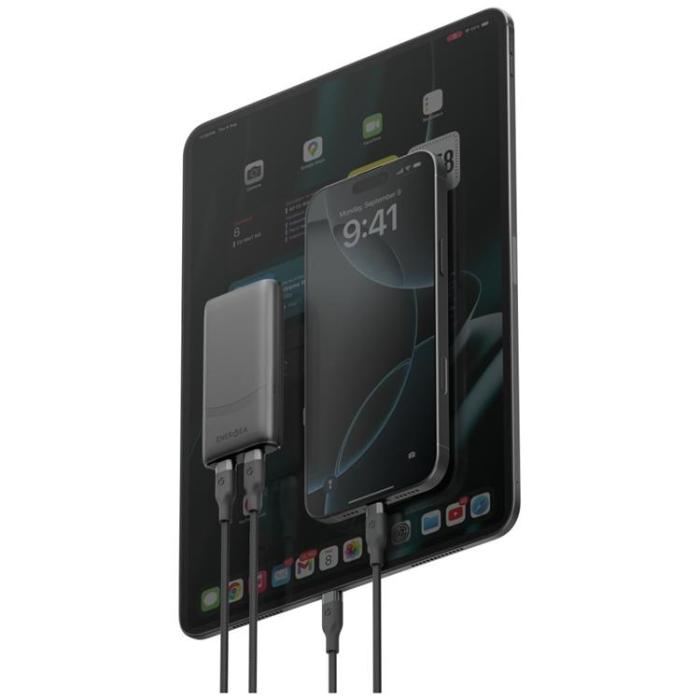 ENERGEA - Energea Snabbladdare 65W 2xUSB-C 3.0 (US/UK/EU) TravelWorld Edge - Graphite
